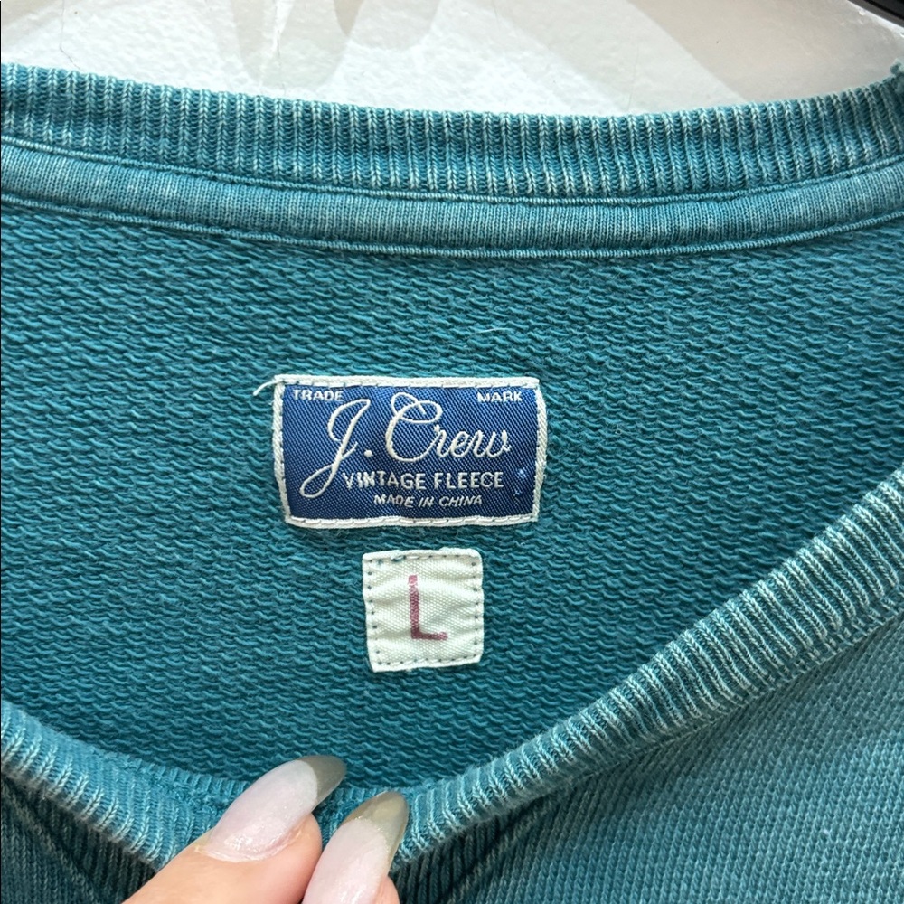100% cotton J. Crew Men's Teal Crewneck vintage fleece Sweater - Picture 3 of 6
